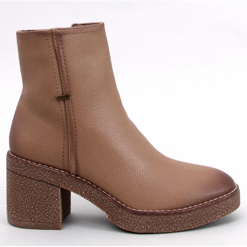 Stivaletti con tacco in gomma Tamika Beige - Inello marrone