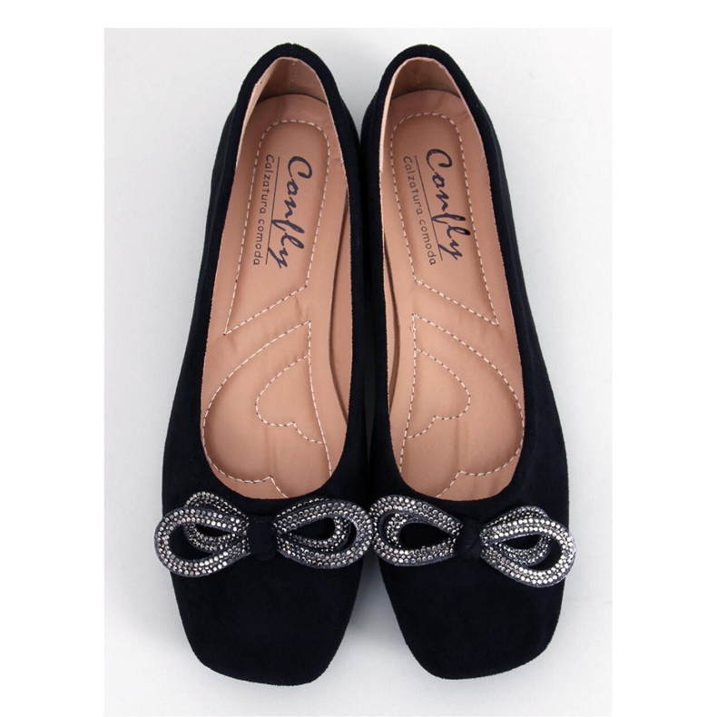 Ballerine in camoscio con fiocco Serna Nero - Inello