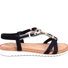 Sandali da donna con perline Nero