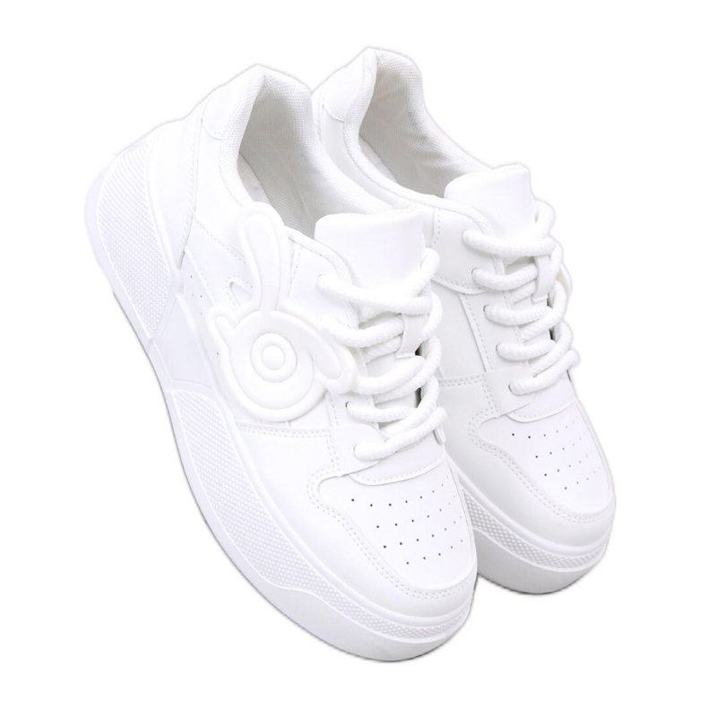 Sneakers da donna bianche con plateau bianca