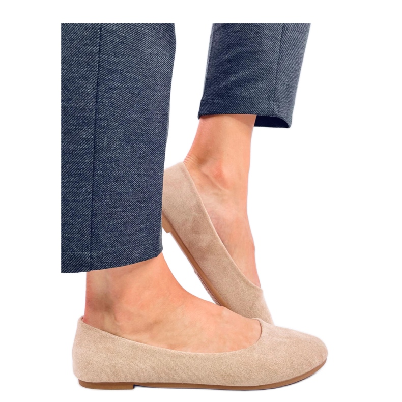 Ballerine classiche in pelle scamosciata Kaki beige