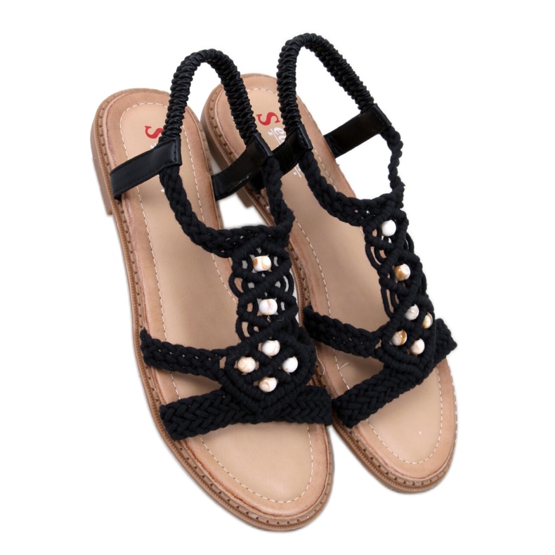 Boho Sandali con stringhe nere nero