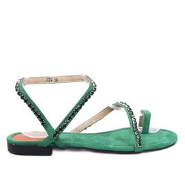 Sandali infradito con zirconi verdi verde