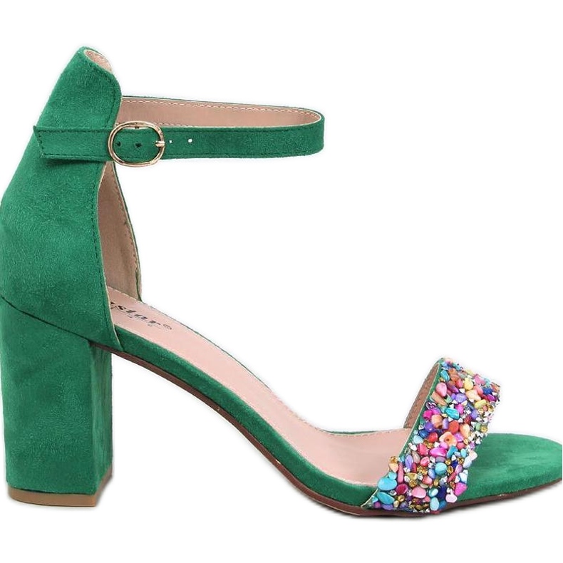 San Valentino Sandali verdi con tacco e pietre - Inello verde