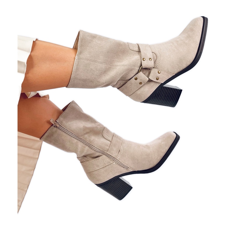 Stivali texani in camoscio beige