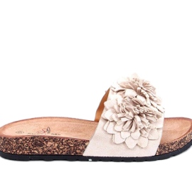 Sandalo infradito in sughero con fiori Sebill Beige - Inello