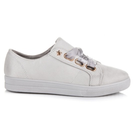 Ideal Shoes Sneakers in camoscio con nastro grigio