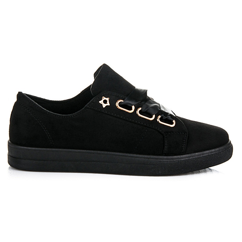 Ideal Shoes Sneakers In Pelle Scamosciata Con Un Nastro nero