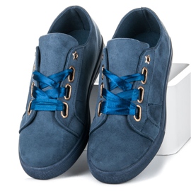 Ideal Shoes Sneakers in pelle scamosciata con nastro blu