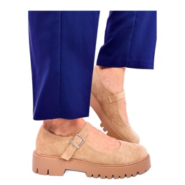 Holmess Khaki ballerine con plateau e cinturino - Inello beige