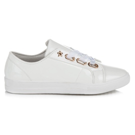 Ideal Shoes Sneakers Laccate Con Un Nastro bianco