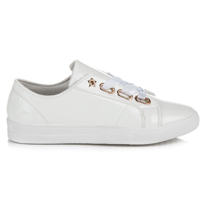 Ideal Shoes Sneakers Laccate Con Un Nastro bianca