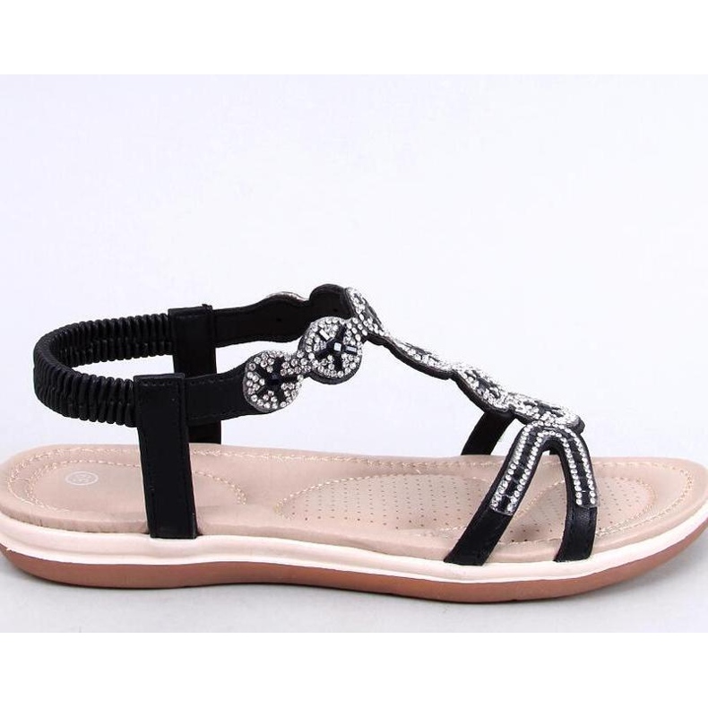 Yvers Black - Sandali Inello con zirconi decorativi nero