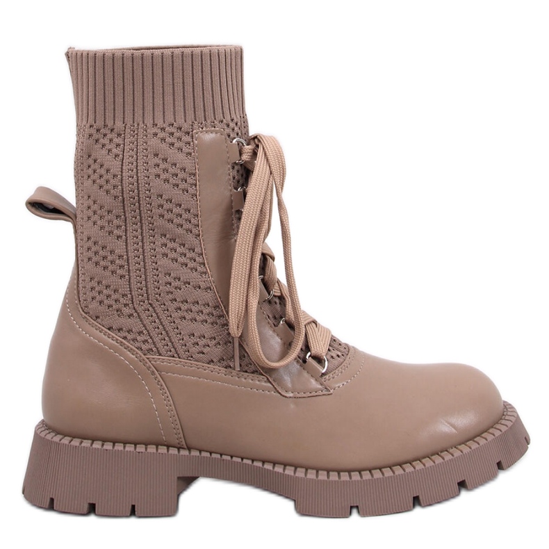 Stivaletti con tomaia in maglia Tierr Khaki - Inello marrone