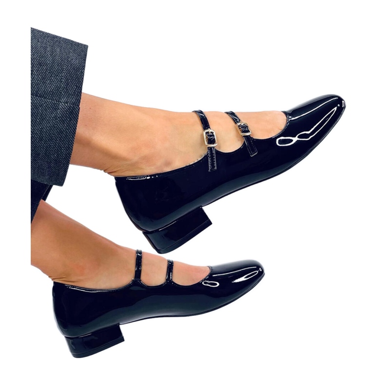Ballerine con tacco alto e cinturini Corigan Nero - Inello