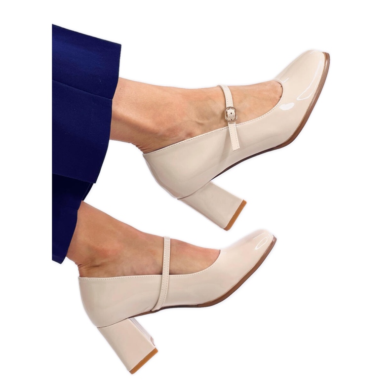 Mary Jane Valonis Décolleté beige con tacco - Inello