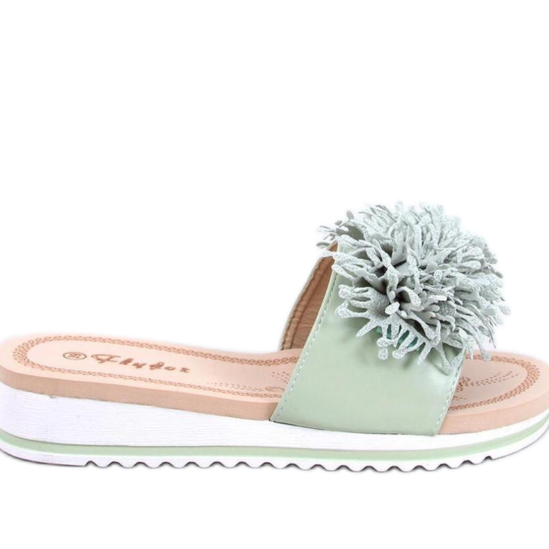Sandalo con zeppa con fiori Ragnes Light Green - Inello verde