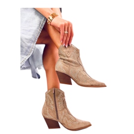 Lorenzo Stivali da cowboy kaki con pietre - Inello beige