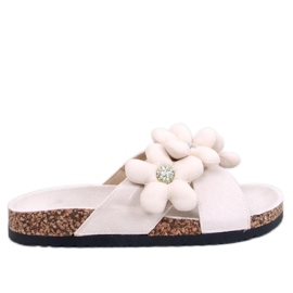 Sandalo infradito in sughero con fiori cuscino Charss Beige - Inello