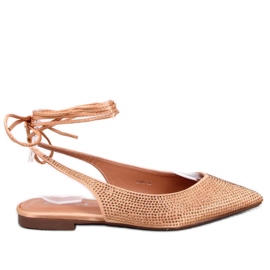 Ballerine con tacco aperto in strass Vonda Champagne - Inello giallo