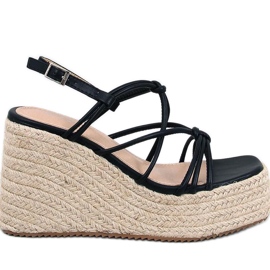 Pascai Sandali espadrillas con zeppa neri - Inello nero