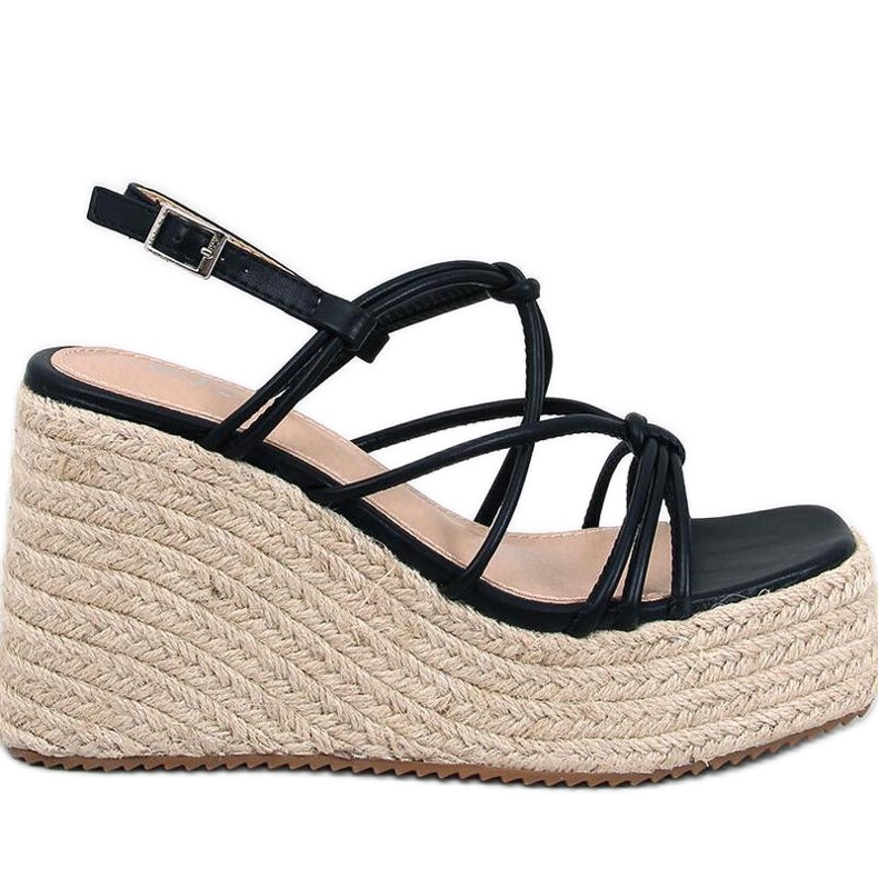 Pascai Sandali espadrillas con zeppa neri - Inello nero