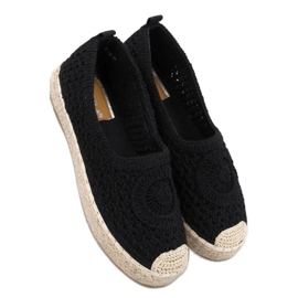 Dagonei Espadrillas ballerine nere traforate - Inello nero