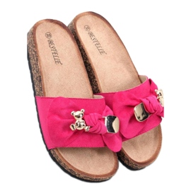 Sandalo infradito in sughero con orsetto Loups Fuchsia - Inello rosa