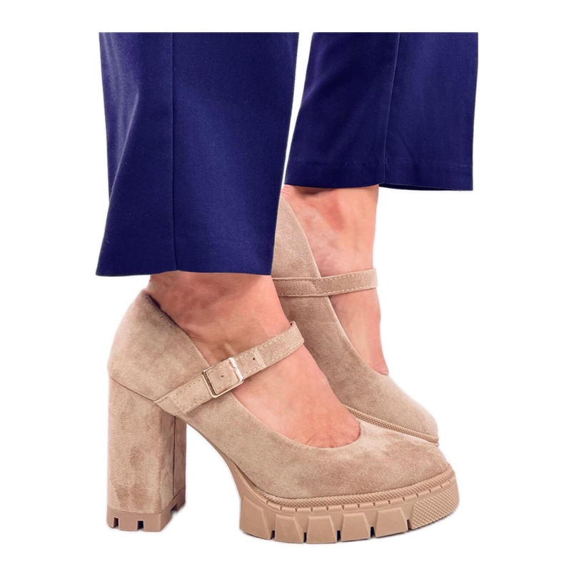 Décolleté con plateau e cinturino Dresse Khaki - Inello beige