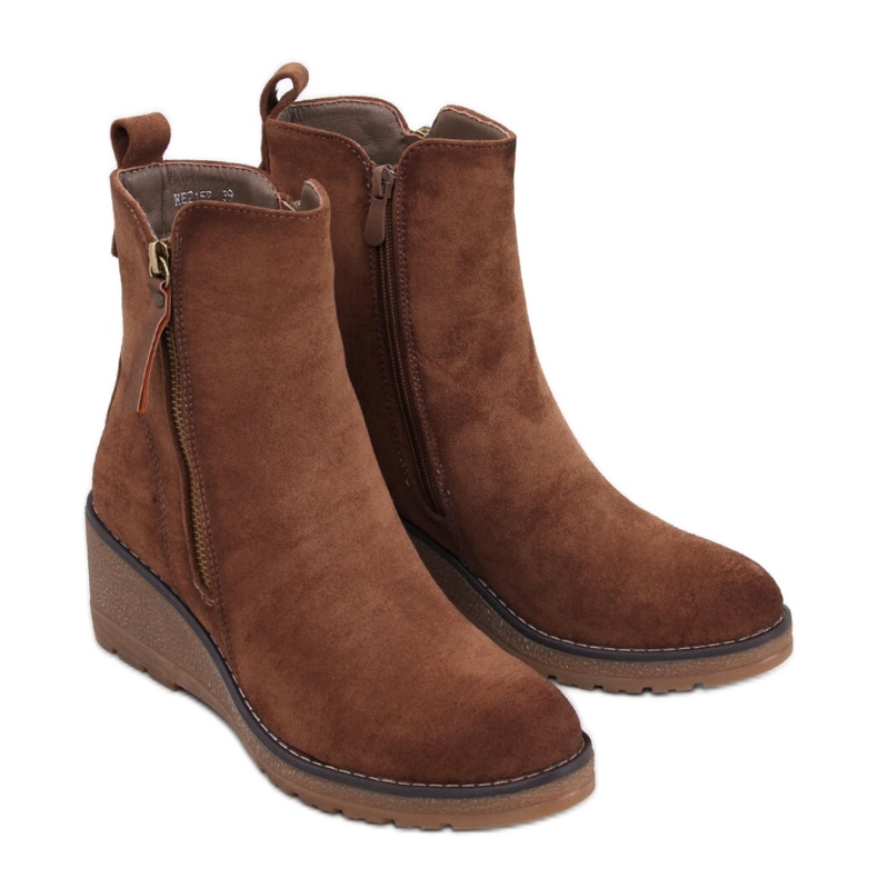 Stivaletti con zeppa Meyer Khaki - Inello marrone