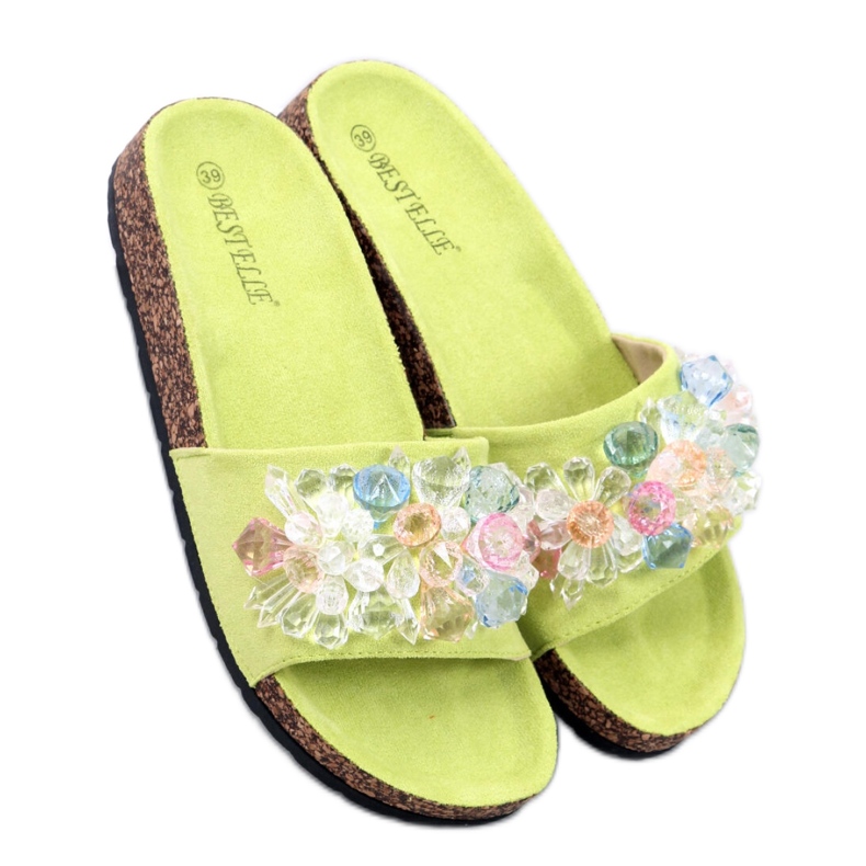 Sandalo infradito in sughero con pietre Maliv Green - Inello verde