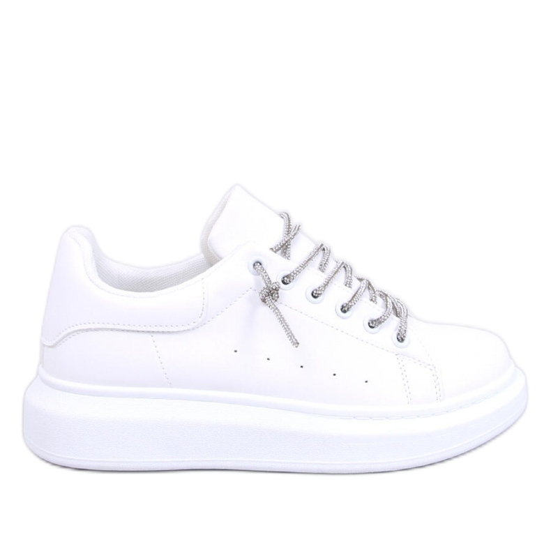 Sneakers con lacci in cristalli Serie WHITE/SILVER - Inello bianca