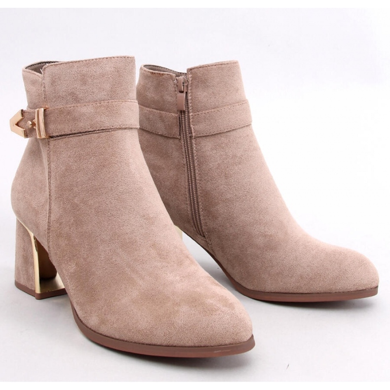 Stivaletti eleganti con tacco alto Khalia Khaki - Inello beige