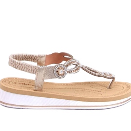 Sandali infradito con zirconi Harani Gold - Inello giallo