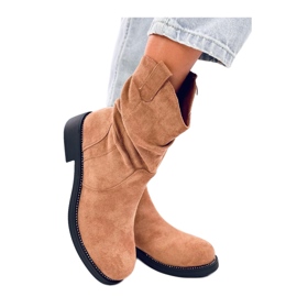 Stivaletti piatti in pelle scamosciata Vashtis Camel - Inello marrone