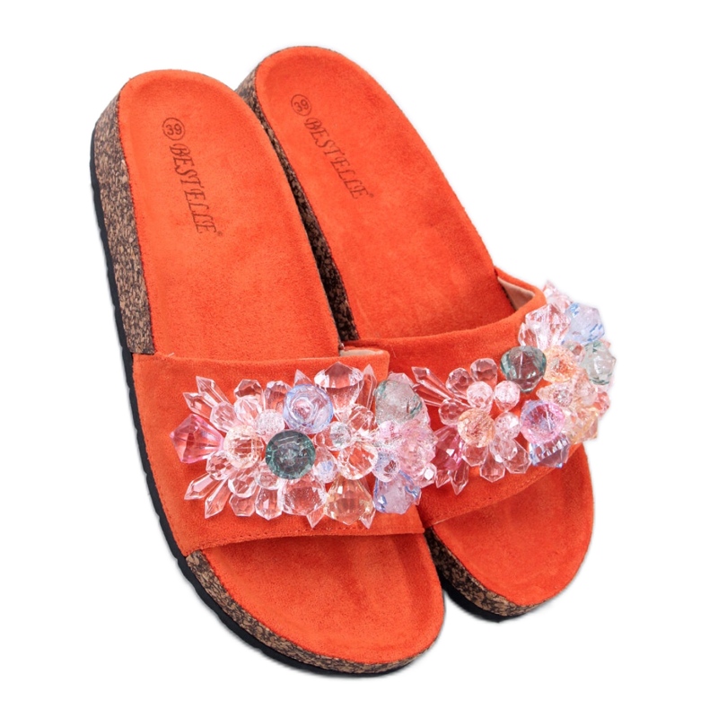 Sandalo infradito in sughero con pietre Maliv Orange - Inello arancia