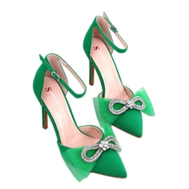 Triana Scarpe col tacco verdi con fiocco in tulle - Inello verde