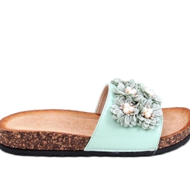 Sandalo infradito in sughero con fiori Emiles Green - Inello verde