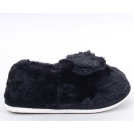 Pantofole in pelliccia con fiocco Emres Black - Inello nero
