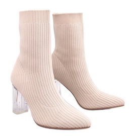 Destani Stivaletti calzino con tacco trasparente beige - Inello