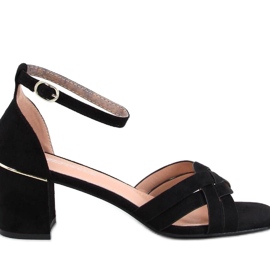 Sabines Sandali neri con tacco da donna - Inello nero