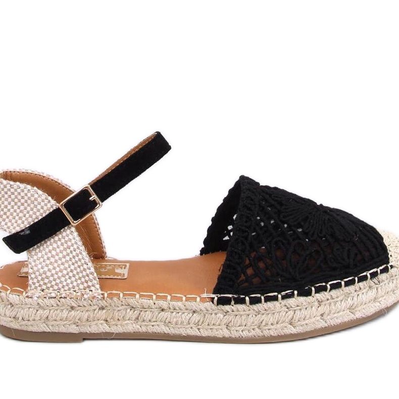 Premat Sandali espadrillas traforati neri - Inello nero