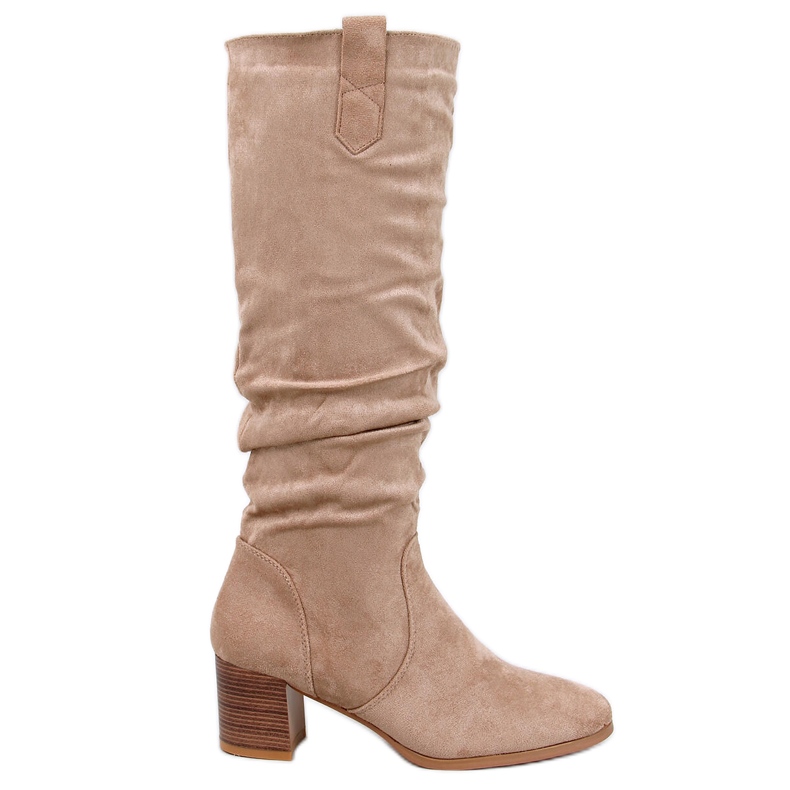 Stivali Pinsoni Khaki con volant beige