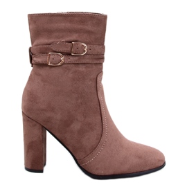 Stivaletti Dianes Khaki in pelle scamosciata con tacco alto marrone