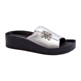 S.Barski Infradito con plateau color argento grigio