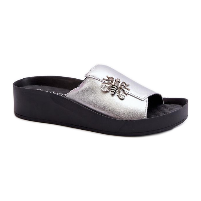 S.Barski Infradito con plateau color argento grigio