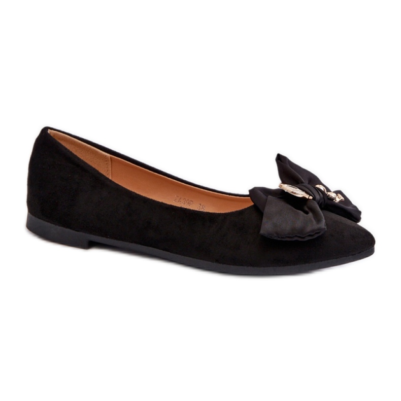 Ballerine da donna nere con fiocco nero