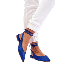 Ballerine da donna stringate blu