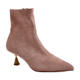 Stivali da donna alla moda con tacco alto decorativo beige