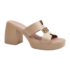 Infradito da donna Zazoo beige con tacco stabile